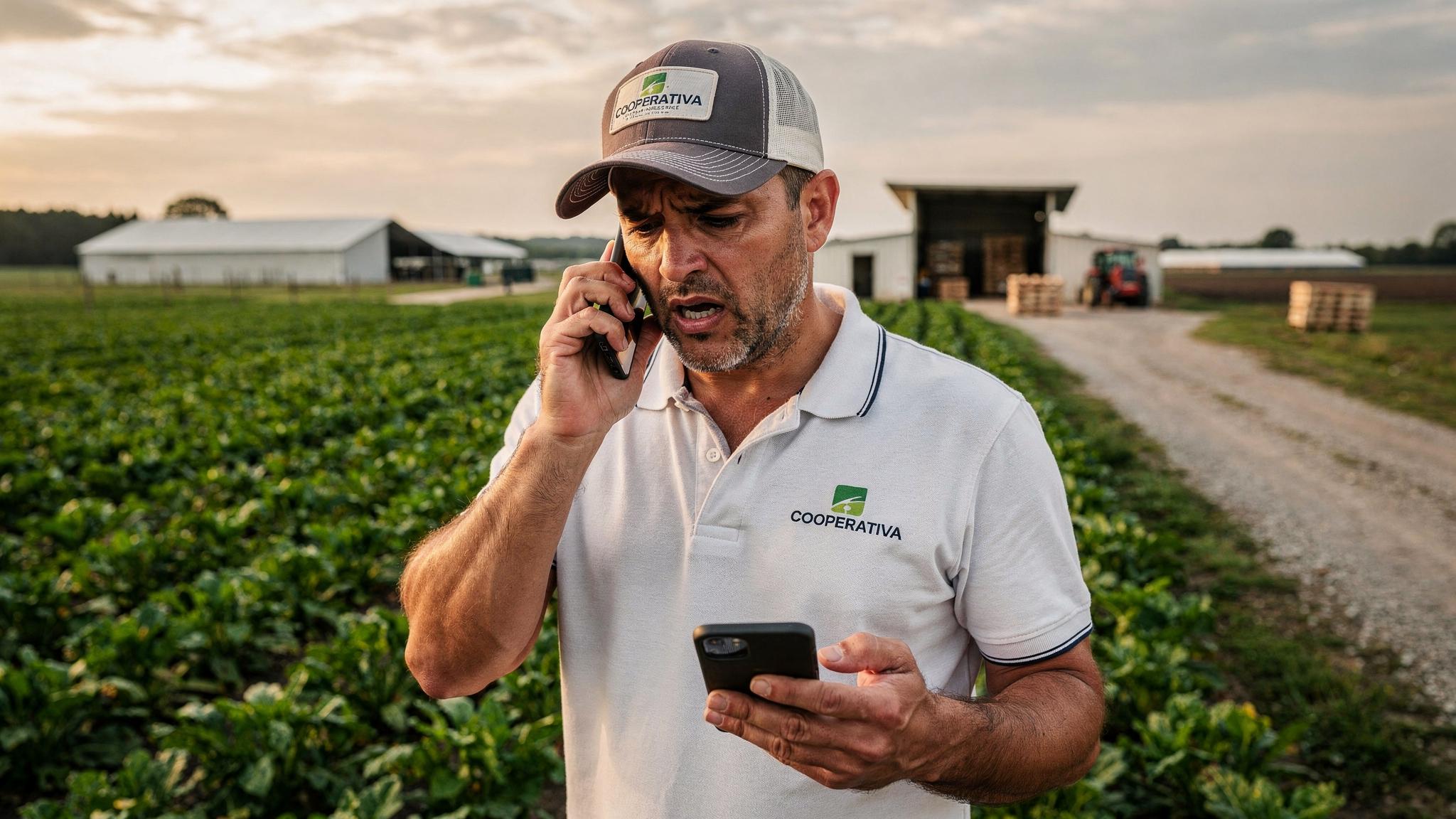 Membro de cooperativa acompanhando uma carga no celular